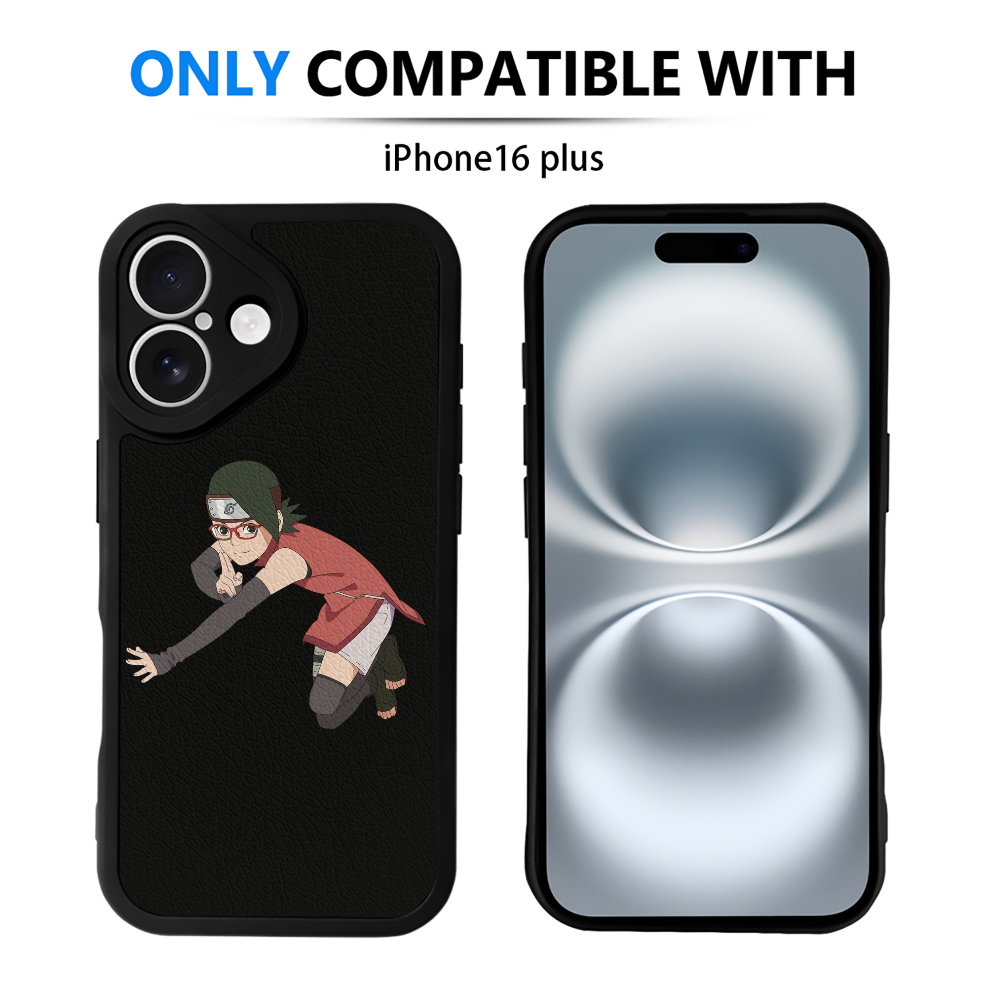 （画像用） NARUTO -ナルト- うちは サラダ Uchiha Sarada 【iPhone 16シリーズ対応】シリコンスマホケース（レザー調） 材質：シリコン